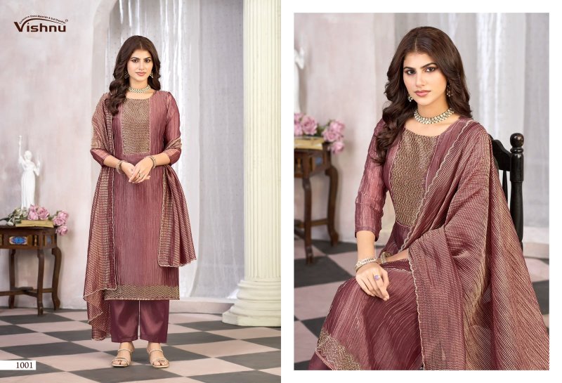Surkhiyaah By Vishnu Salsa Embroidery Dress Material 